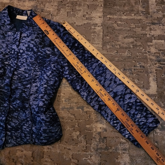Chico's ruched blue zip blazer jacket - Picture 16 of 17